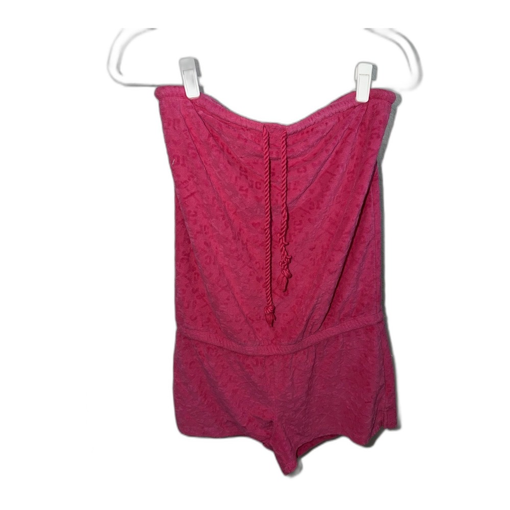 Vintage Y2K Juicy Couture Terry Strapless Romper Womens S Hot Pink Playsuit
